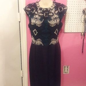 Green and black dress worn once